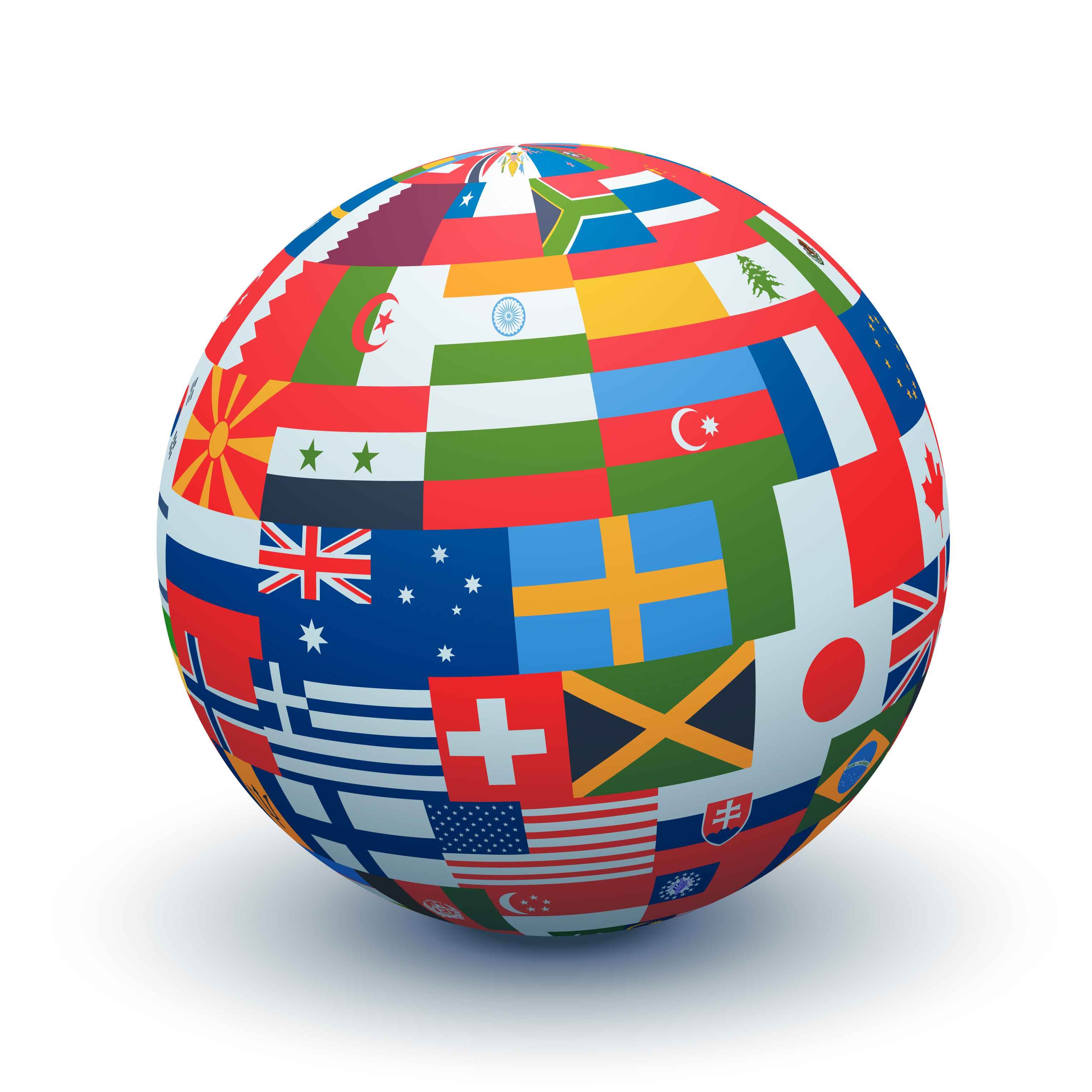 Globe of national flags